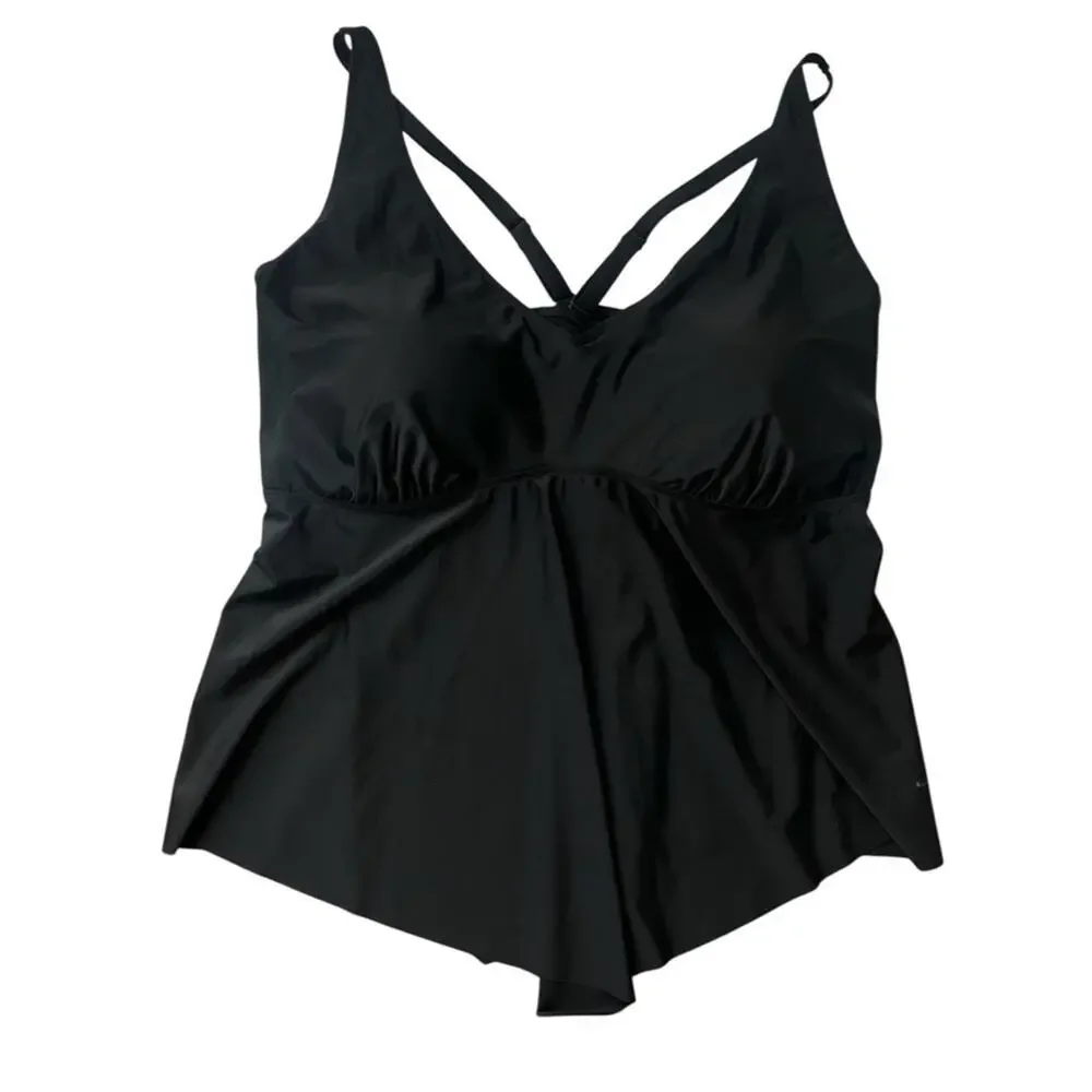 Torrid Tankini Wire free Flounce Ruffle swim top black 6X